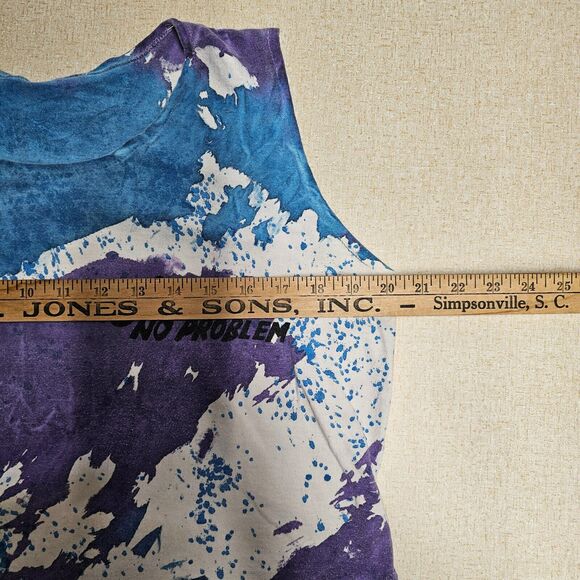 Vtg 90s Jamaican No Problem Cropped Tank Top L Beach Vacation Splatter Grunge - Picture 3 of 5